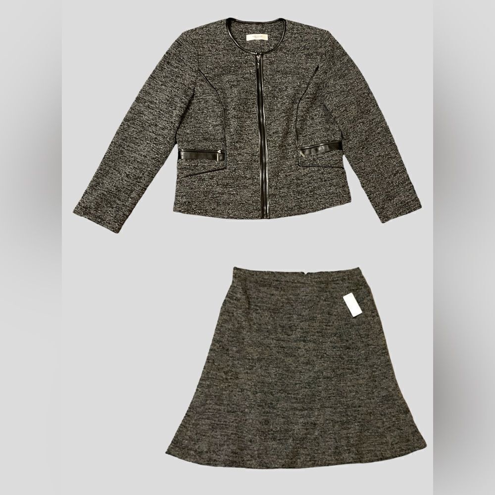 Dress Barn Women's Front Zipper Crew Neck Jacket Set